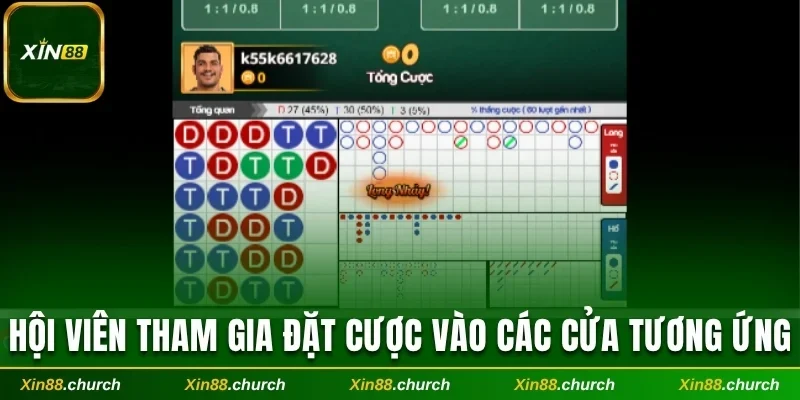 Hội viên tiến hành đặt tiền vào các cửa