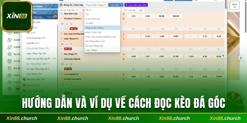 Hướng dẫn và ví dụ về cách đọc kèo đá góc